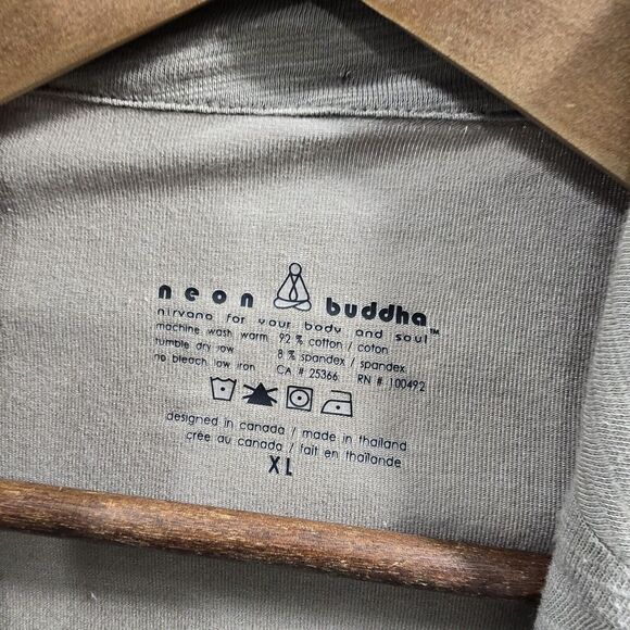 Neon Buddha Jacket Womens XL Taupe Artsy Art To Wear Button Knit Blazer Stretch - Picture 3 of 11